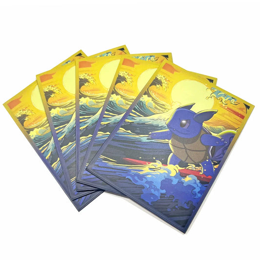 60PCS Standard Card Sleeves 66x91mm — Tortoise Great Wave Design Protectors for TCG, MTG, Pokémon