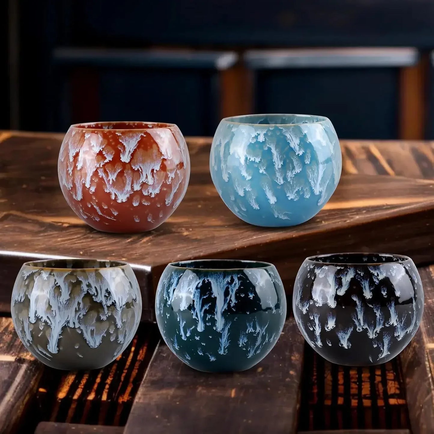 Chinese Ceramic Kung Fu Tea Set – 5 Piece Teacup Set with Gift Box, Perfect for Daily Home Drinking
