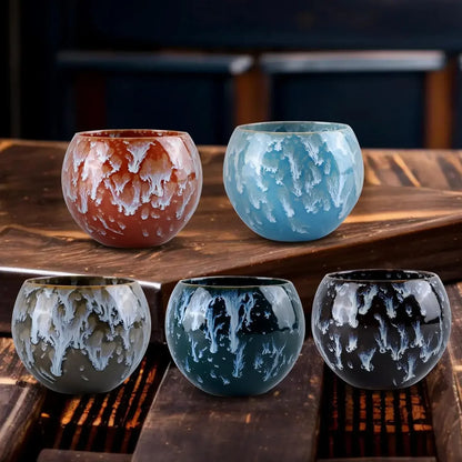 Chinese Ceramic Kung Fu Tea Set – 5 Piece Teacup Set with Gift Box, Perfect for Daily Home Drinking