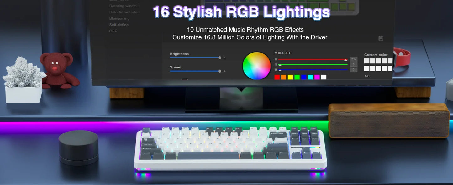AULA F87 Pro 75% TKL Mechanical Gaming Keyboard – Wireless, Hot-Swap, RGB, Bluetooth, Gasket Mount, New 2024 Colors