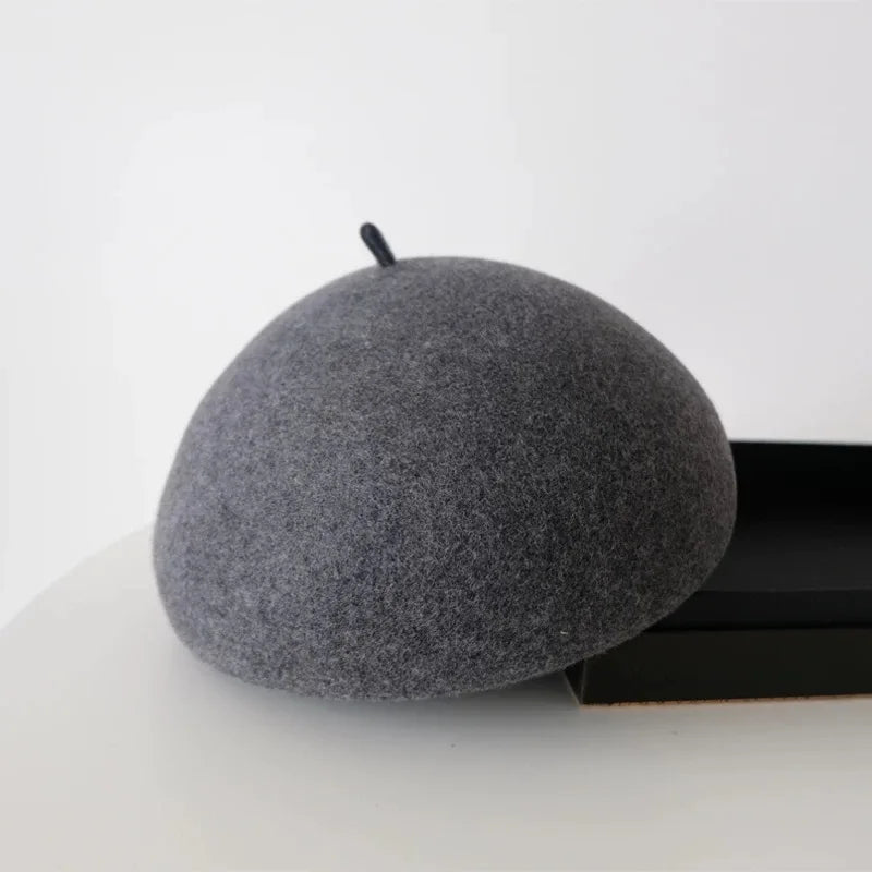Winter Fedora Hat for Women - Korean Flat Top, Wool, British Casual Style in Navy, Black, Gray, Khaki, High Quality Equestrian Fashion