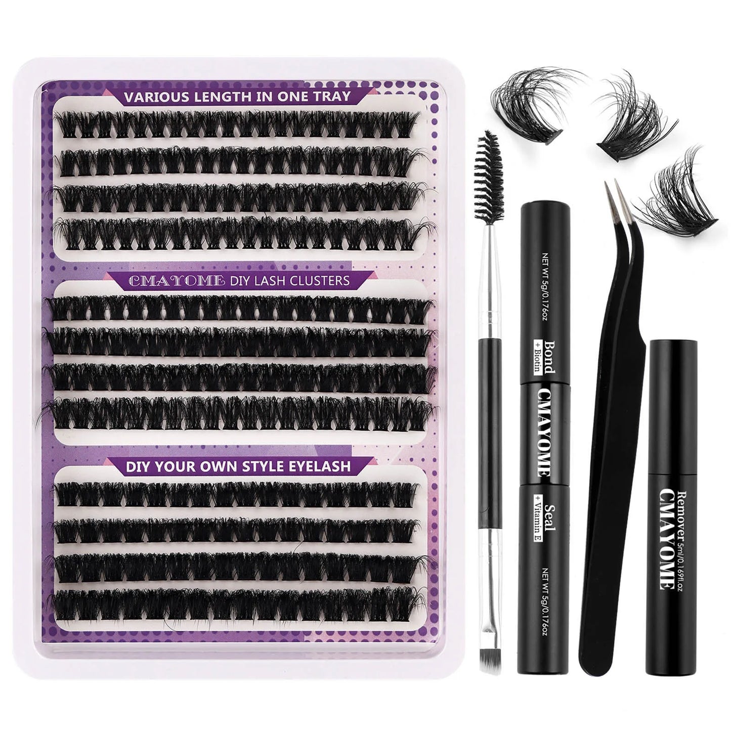 270pcs Individual Cluster Lashes — Fluffy Volume False Eyelashes with Bond & Seal Glue Kit, 60D/80D/100D Extensions