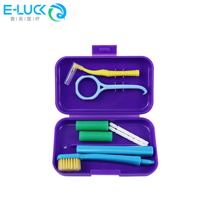Portable Dental Cleaning Kit - Travel Oral Care Set with Toothbrush, Interdental Brush & Tongue Scraper