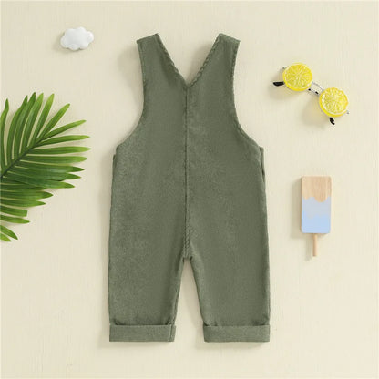 Baby Suspender Jumpsuit - Unisex Solid Color Button Overalls for 0-24 Months Toddler Boys & Girls