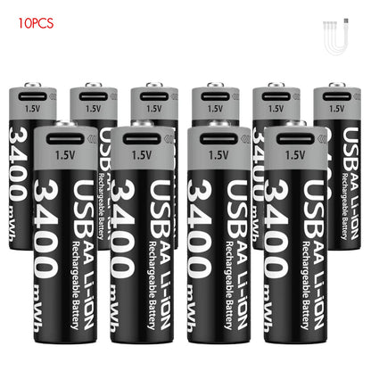 MATOV USB Rechargeable Li-ion AA 3400mWh & AAA 1100mWh 1.5V Batteries Pack
