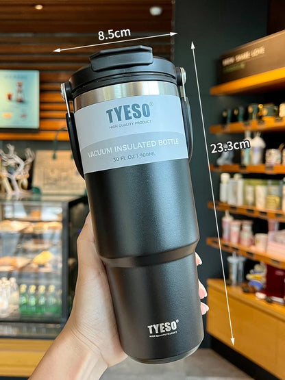 Tyeso Double-Layer Insulated Coffee Cup – Large Capacity Portable Stainless Steel Ice Cream Cup