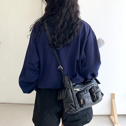 Large Capacity Women’s Sling Bag – Multi-Pocket Retro Leather Shoulder & Crossbody Satchel for Commuting