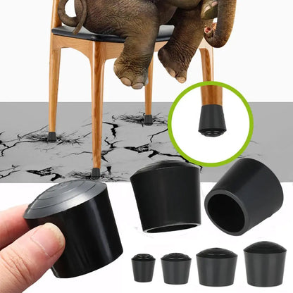 10pcs Black Round Chair Leg Caps - Non-Slip Rubber Furniture Foot Covers & Floor Protector Pads