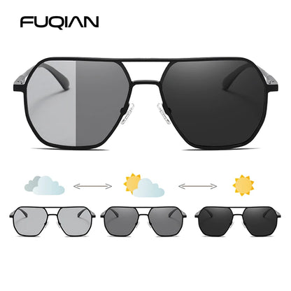 Luxury Metal Photochromic Sunglasses – Fashion Polarized UV400 Chameleon Anti-Glare Driving Glasses for Men & Women