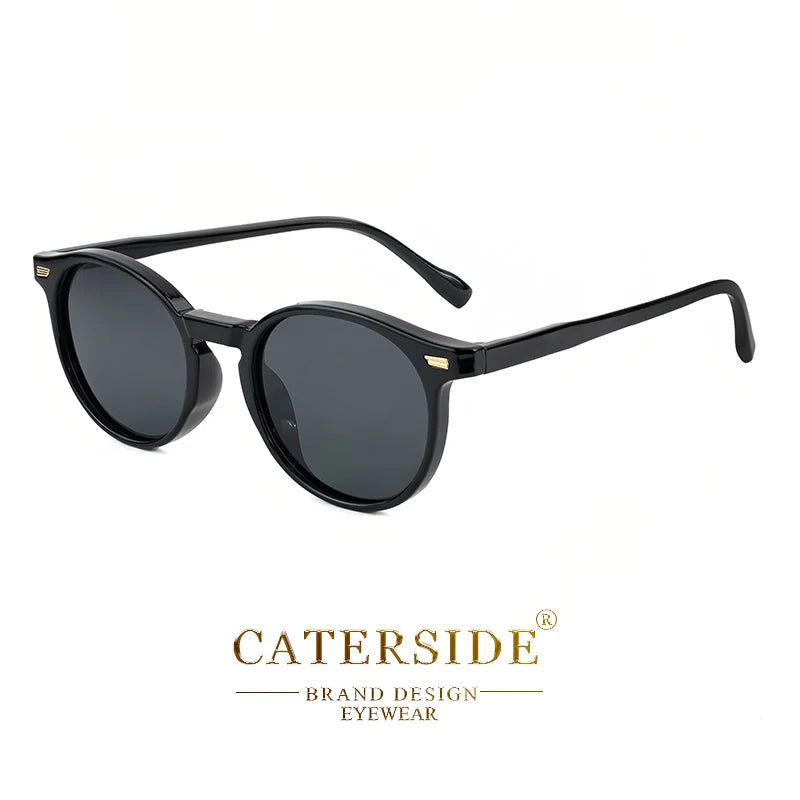 CATERSIDE Retro Polarized Round Sunglasses — TR90 & Acetate Vintage Shades for Men & Women, Punk Style Driving & Travel Sun Glasses