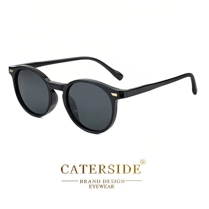 CATERSIDE Retro Polarized Round Sunglasses — TR90 & Acetate Vintage Shades for Men & Women, Punk Style Driving & Travel Sun Glasses