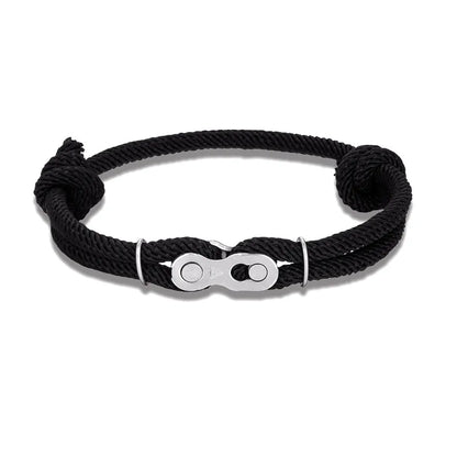 MKENDN Bicycle Chain Bracelet - Adjustable Punk Rock Nautical Rope Wristband with Magic Buckle