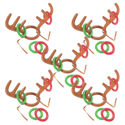 1/3/5PCS Inflatable Reindeer Antler Hat Ring Toss Game – Kids Christmas & New Year Party Decor