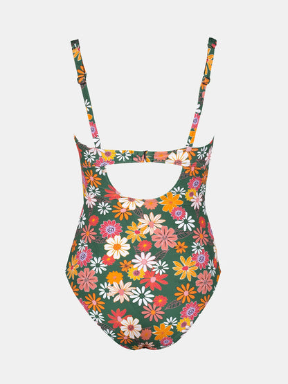 Cupshe Square Neck Drawstring One-Piece Swimsuit – Sexy Back Hook Monokini Beachwear for Women