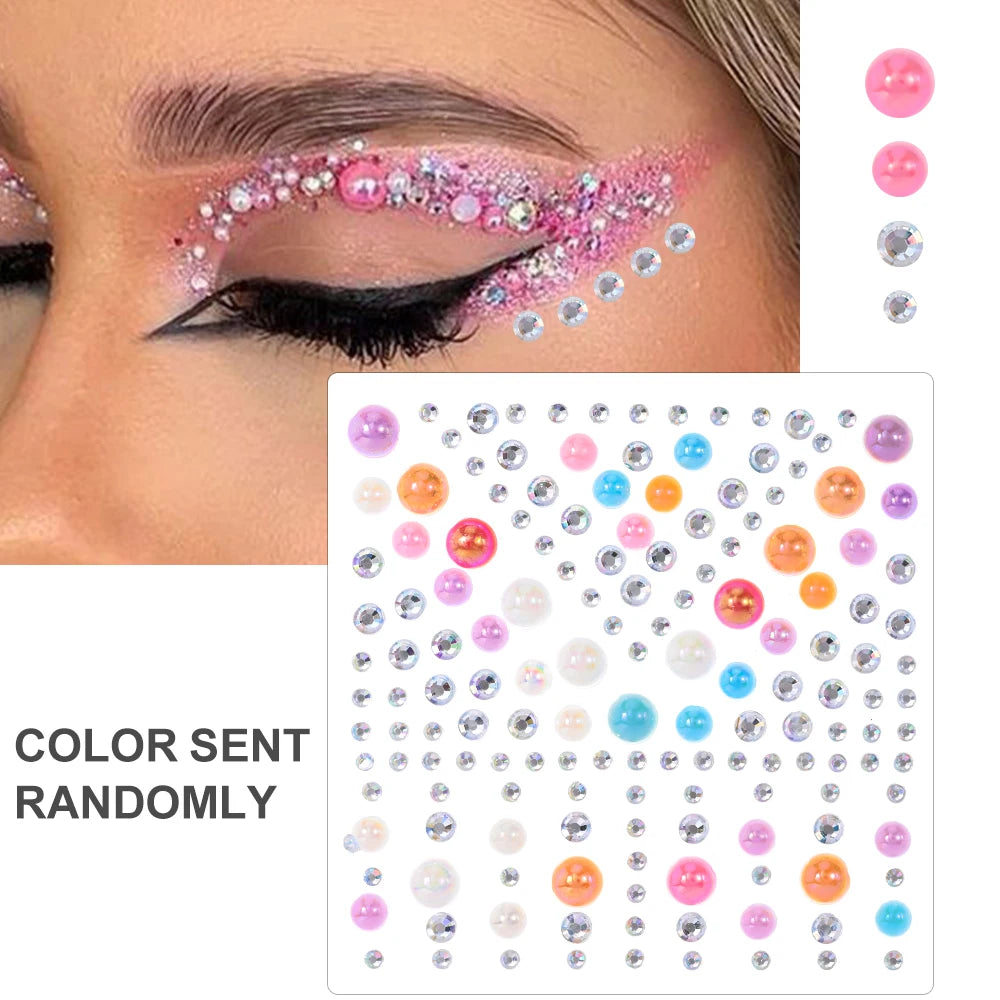 3D Holographic Teardrop Rhinestone Stickers - Self-Adhesive Crystal Diamond Face, Eye & Hair Decoration Tattoos