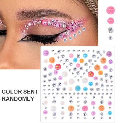 3D Holographic Teardrop Rhinestone Stickers - Self-Adhesive Crystal Diamond Face, Eye & Hair Decoration Tattoos