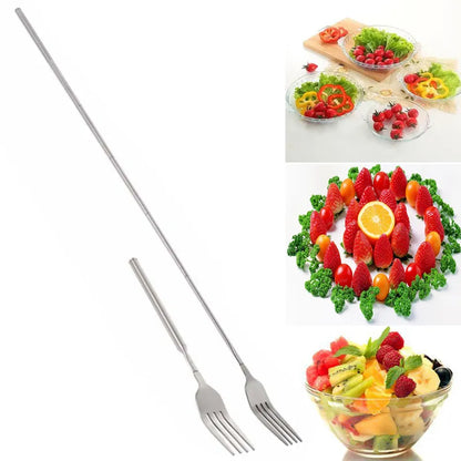 Telescopic BBQ Extendable Fork - 64CM Long Handle, Multipurpose Dinner and Fruit Fork for Meat and Desserts, Kitchen Accessory