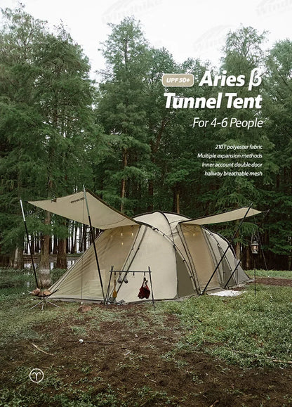 Naturehike Aries Tunnel Tent – 4-6 Person 4-Season Geodesic Outdoor Camping Tent, Double Layer, Large Travel Shelter