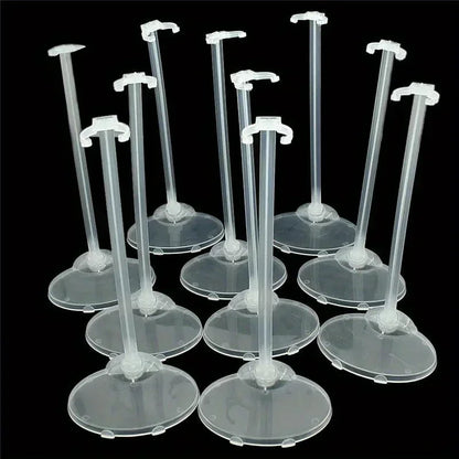 10PCS Clear Doll Display Stands — Transparent Toy Figure Support Holders for Mannequin & Model Display
