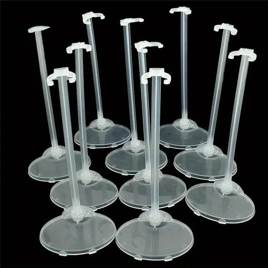 10PCS Clear Doll Display Stands — Transparent Toy Figure Support Holders for Mannequin & Model Display