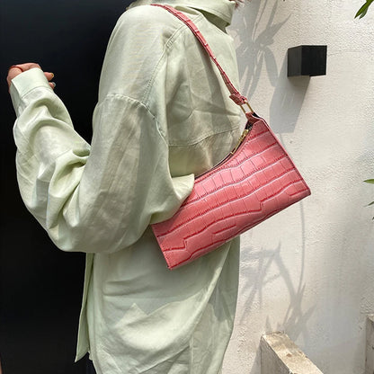 Retro Alligator Pattern PU Leather Handbag for Women – Small Shoulder & Clutch Tote Purse