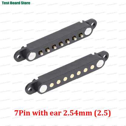 2A DC Magnetic Pogo Pin Connector - 2–8 Pin Spring-Loaded Male/Female Power Socket, 2.5/2.54/2.8mm Pitch, 1–5 Sets