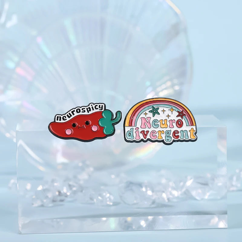 Neurospicy Chili Enamel Pin - Funny Neurodivergent Autism ADHD Dyslexia Awareness Brooch Badge Jewelry Accessory