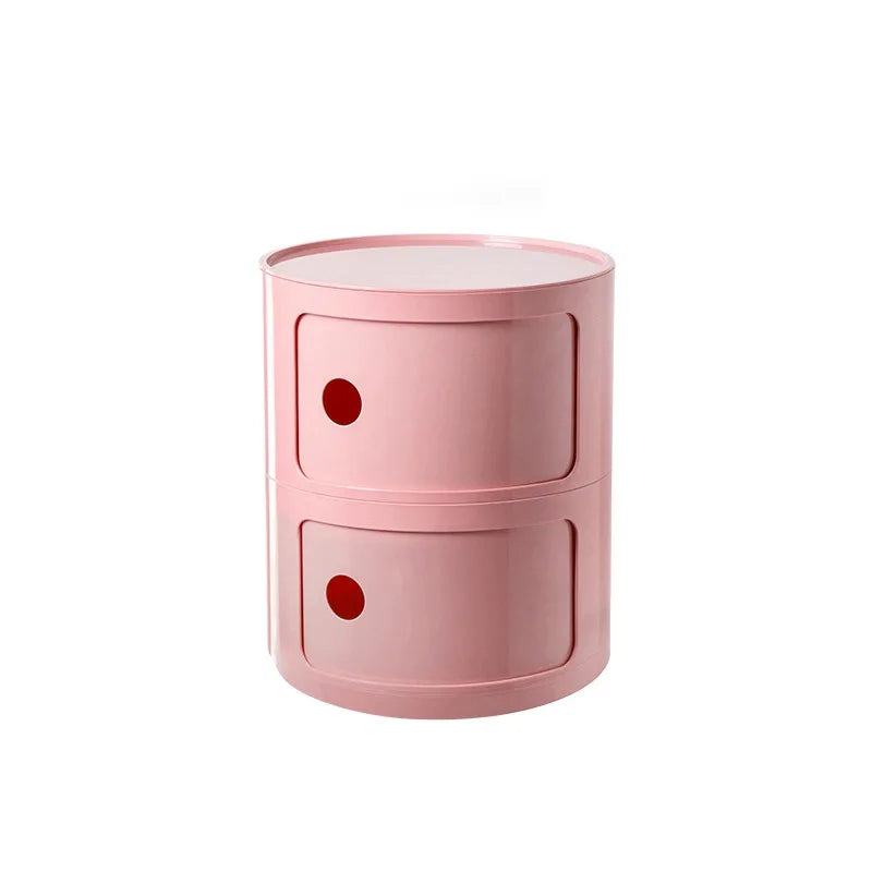 Nordic Minimalist White Bedside Table – Modern Round Plastic Side Cabinet, Small Creative Storage Unit