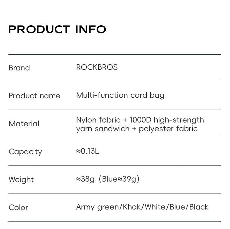 ROCKBROS Portable Wallet Card Bag – Ultra-Light, Stylish Sports Mini Credit Card Holder with Hang Lock, Compact Storage