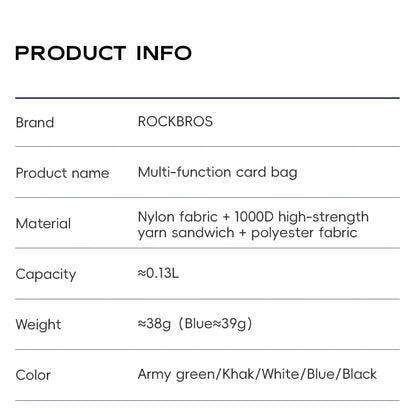 ROCKBROS Portable Wallet Card Bag – Ultra-Light, Stylish Sports Mini Credit Card Holder with Hang Lock, Compact Storage