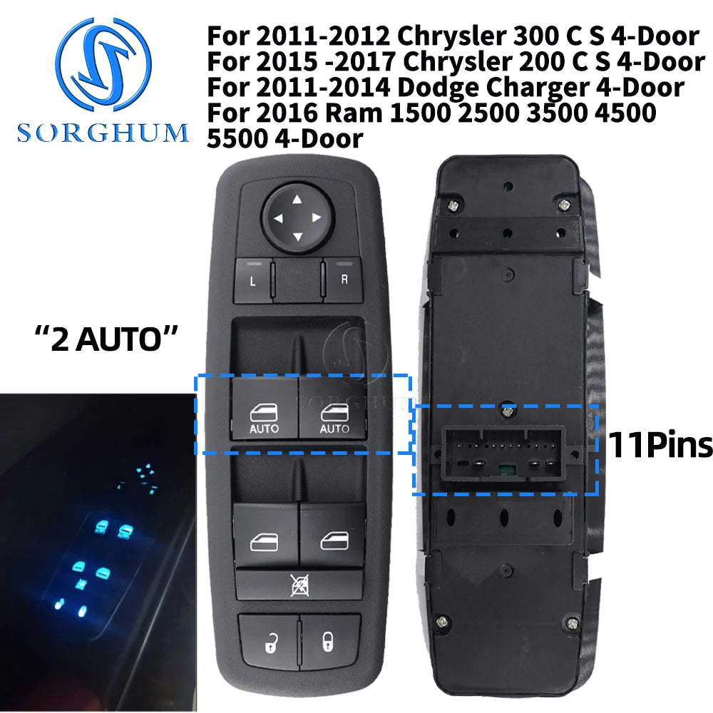 SORGHUM Master Power Window Control Switch – Compatible with Dodge Journey, Nitro, Chrysler & Jeep Liberty (Part 4602544AG / 04602632AG / 68298088AA)