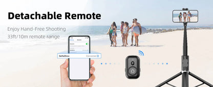 Selfieshow Wireless Selfie Stick – 72 Inch Portable Aluminum Alloy Tripod with Bluetooth Remote for iOS & Android Phones