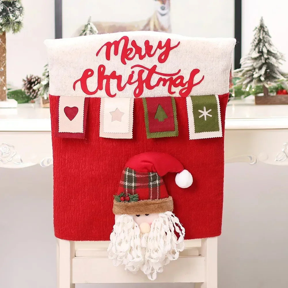 Christmas Chair Decoration Set - Cartoon Holiday Chair Covers and Festive Home Decor Supplies for Christmas Celebration