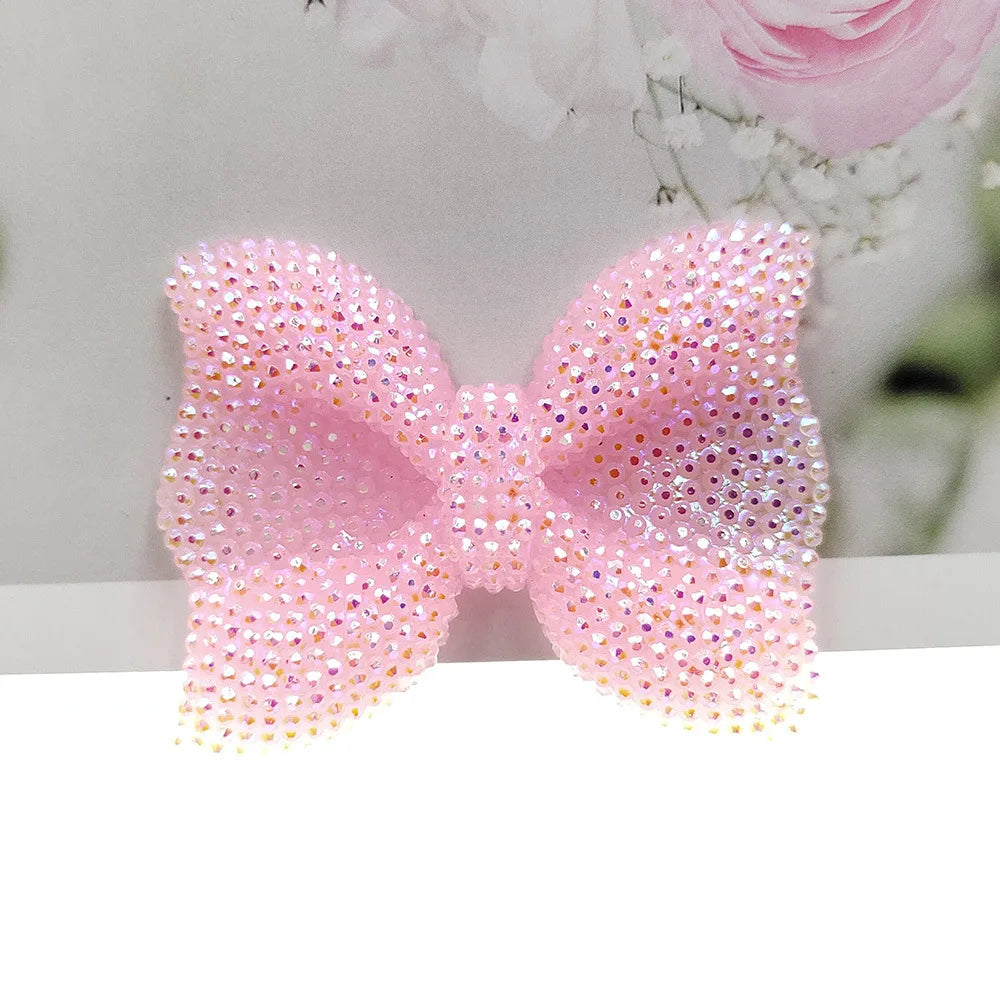 2Pcs Metal Full Diamond Bow Heart Mirror Handbag & Parfum Bottle Phone Case Decoration – Flat Back DIY Craft Accessories