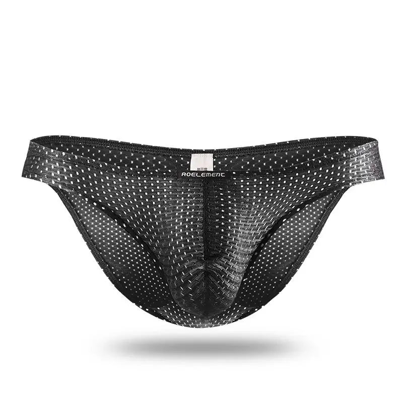2PCS Men’s Ice Silk Transparent Briefs – Breathable Mesh Lightweight Low Rise Sexy Underwear Youth Fit Comfort Pants