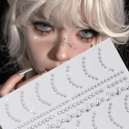 3D Holographic Teardrop Rhinestone Stickers - Self-Adhesive Crystal Diamond Face, Eye & Hair Decoration Tattoos