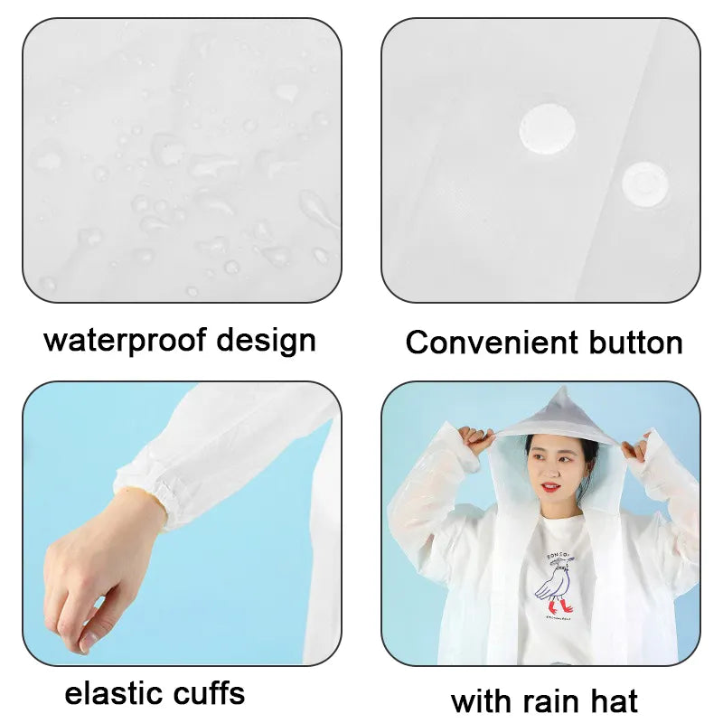 Thickened Waterproof Raincoat for Men and Women - Impermeable, Hooded Rain Poncho for Tourism and Outdoor Hiking
