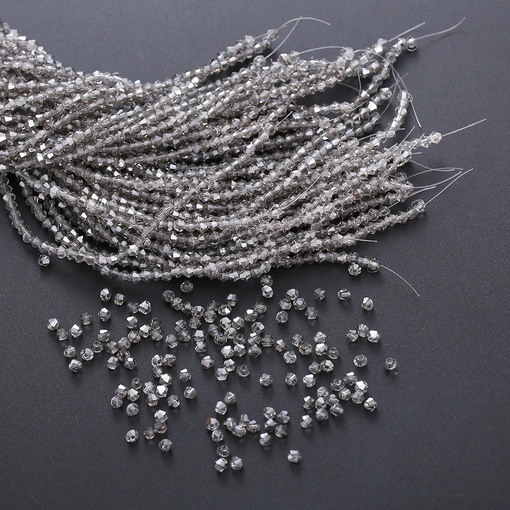 3/4mm Crystal Bicone Glass Beads - White Loose Faceted Beads for DIY Bracelets, Earrings & Jewelry Making