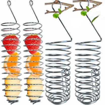 Stainless Steel Parrot Forager Feeder - Spiral Hanging Seed, Fruit & Vegetable Holder Food Basket