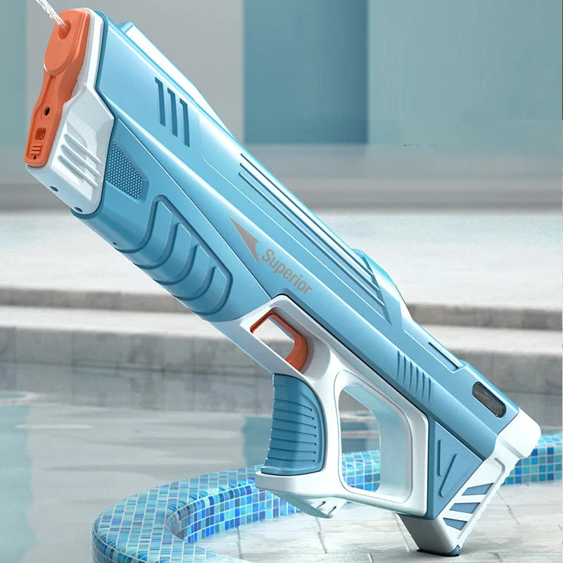 43cm Full Electric Automatic Water Gun – Portable Summer Beach Toy for Boys, Outdoor Fight Game