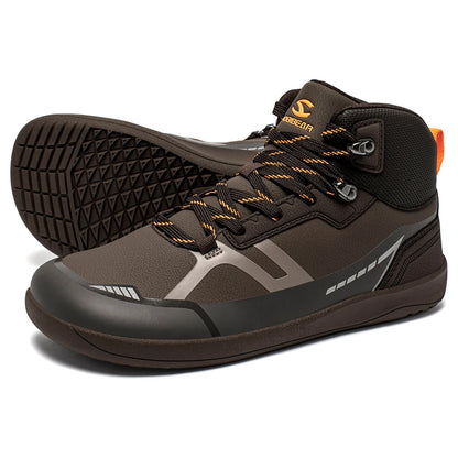 HOBIBEAR Unisex Mid-Top Barefoot Hiking Shoes - Wide Toe Artificial Leather Boots with Non-Slip Soles for Outdoor Trail Running and Walking