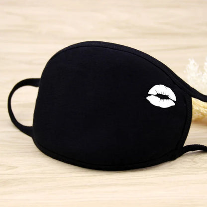 Black Cotton Winter Mask — Unisex Thickened Half-Face Cotton Cartoon Pattern Anti-Dust Respirator