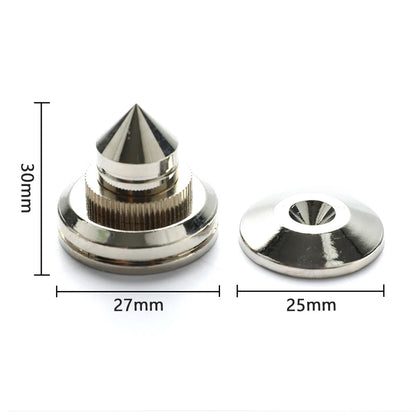 4PCS Speaker Stand Feet Pads — 30x27mm Pure Copper/Silver Spikes for Loudspeaker Boxes with M28x26 Nails