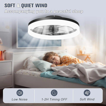 Simple LED Ceiling Fan Light with Remote Control - Infinite Dimming & 6 Wind Speeds, Chandelier Fan for Living Room & Bedroom