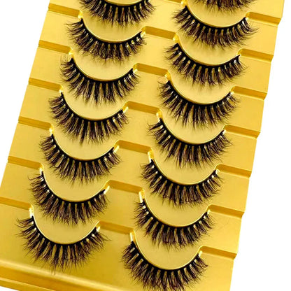 5/10 Pairs 3D Mink False Eyelashes – Wispy Handcrafted Full Strip Short Natural Lashes for Makeup