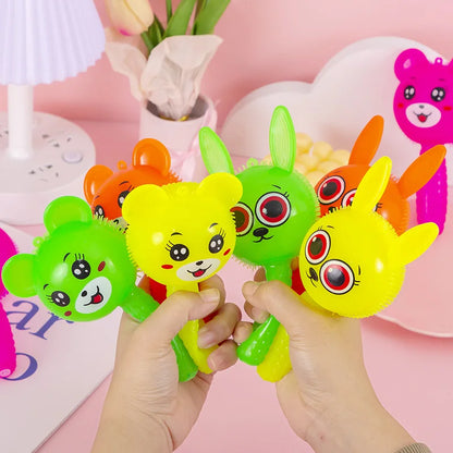 Cute Light-Up Cartoon Rabbit and Bear Toys – Fun Squeeze Handle Toys for Kids’ Birthday Gifts