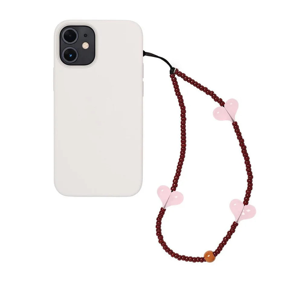 KKBEAD K-Pop Black Matte Bead Phone Charm with Pink Heart Strap –  Phone Chain Lanyard Jewelry Cellphone Accessories for Girls & Fans