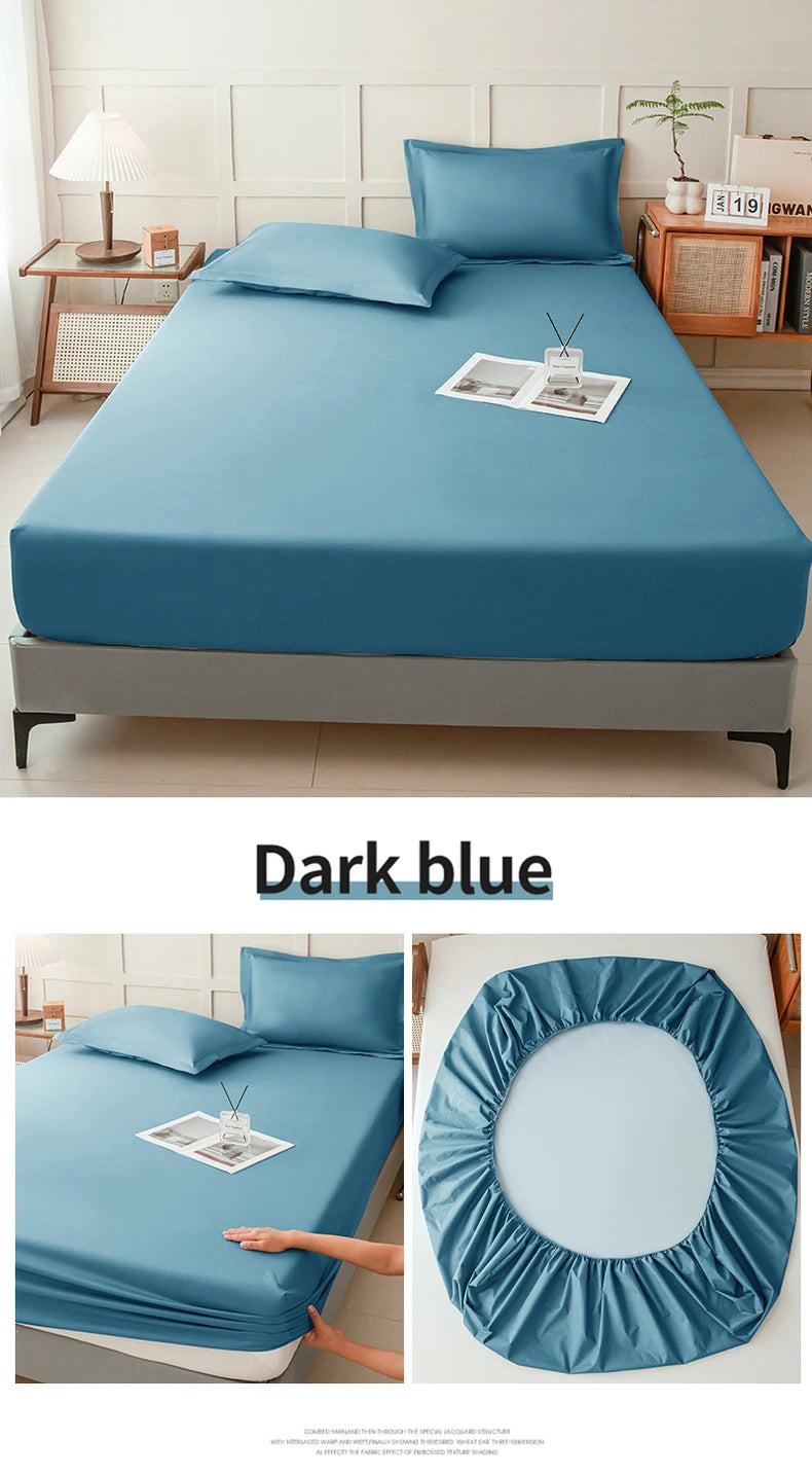 Waterproof Fitted Bed Sheet – 360 Elastic Band Mattress Protector for Single, Double, King & Queen Size