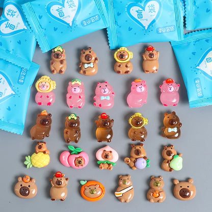 Cartoon Kapibara Miniature Supermarket Food Animal Random Style Model Ornaments Kids Gift