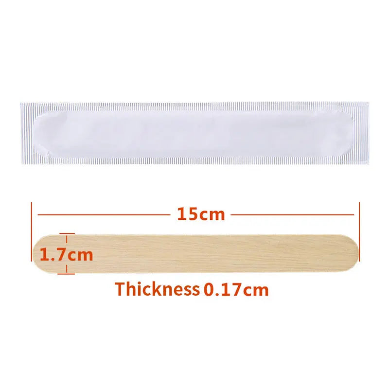 50/100PCS Disposable Tattoo Waxing Sticks - Wooden Tongue Depressor with Independent Sterilization Package